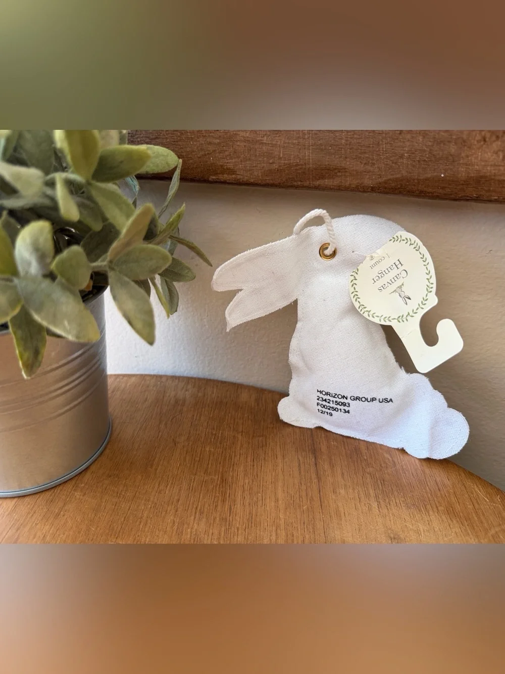 White Fabric Bunny Sachet - Neutral Decorative Accent canvas hanger